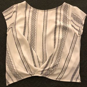 High/Low White & Black Patterned Top